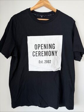 Opening Ceremony Black and White Box Logo Tee